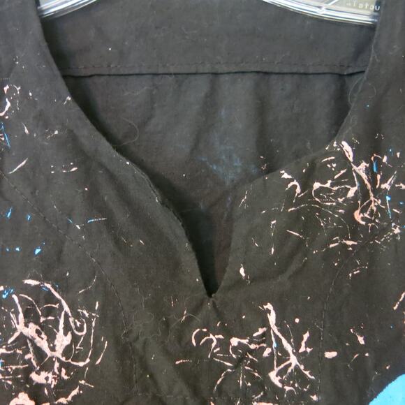 AFRICAN Handmade Dashiki Mens Shirt Saxophone Short Sleeve Black Blue One Size - Picture 5 of 13